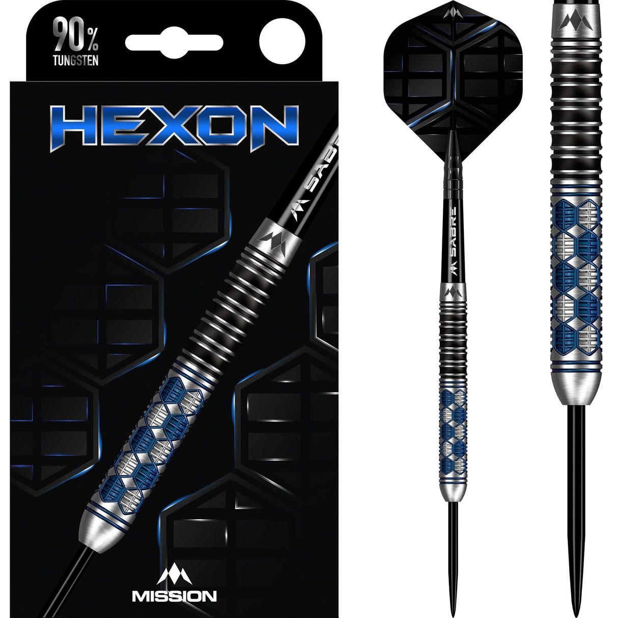 Mission Hexon Darts - Steel Tip - 90% - Blue PVD - The Darts Shop