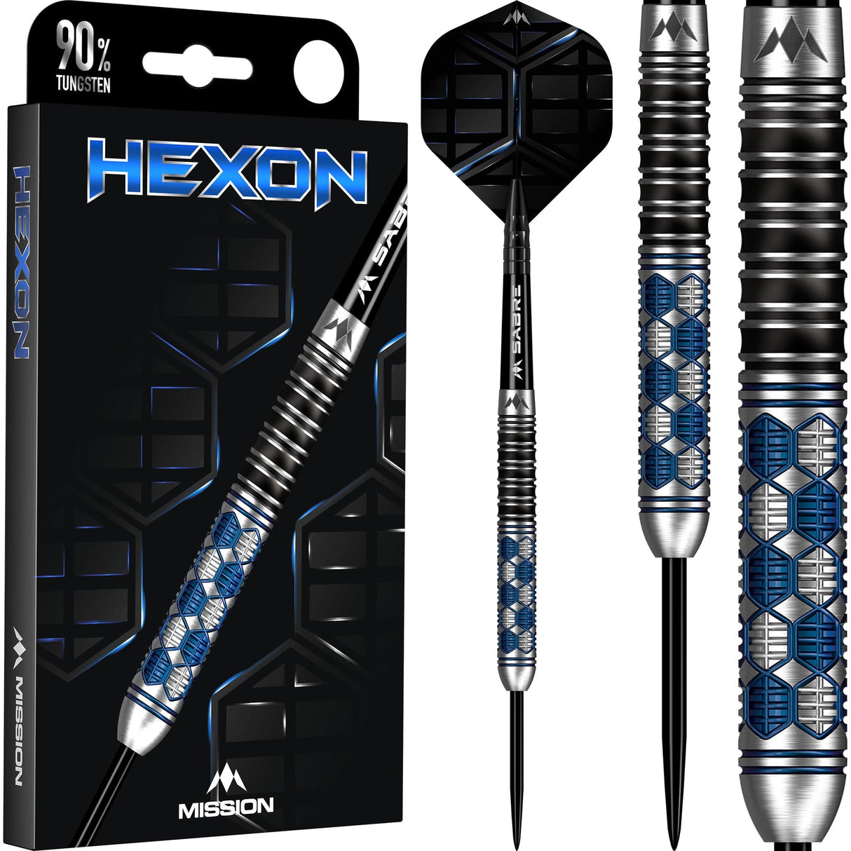 Mission Hexon Darts - Steel Tip - 90% - Blue PVD - The Darts Shop