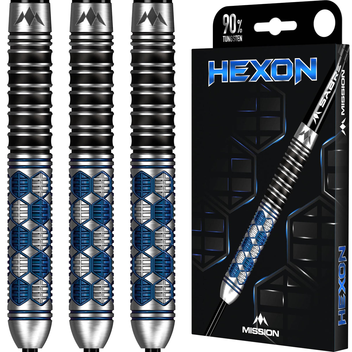 Mission Hexon Darts - Steel Tip - 90% - Blue PVD - The Darts Shop