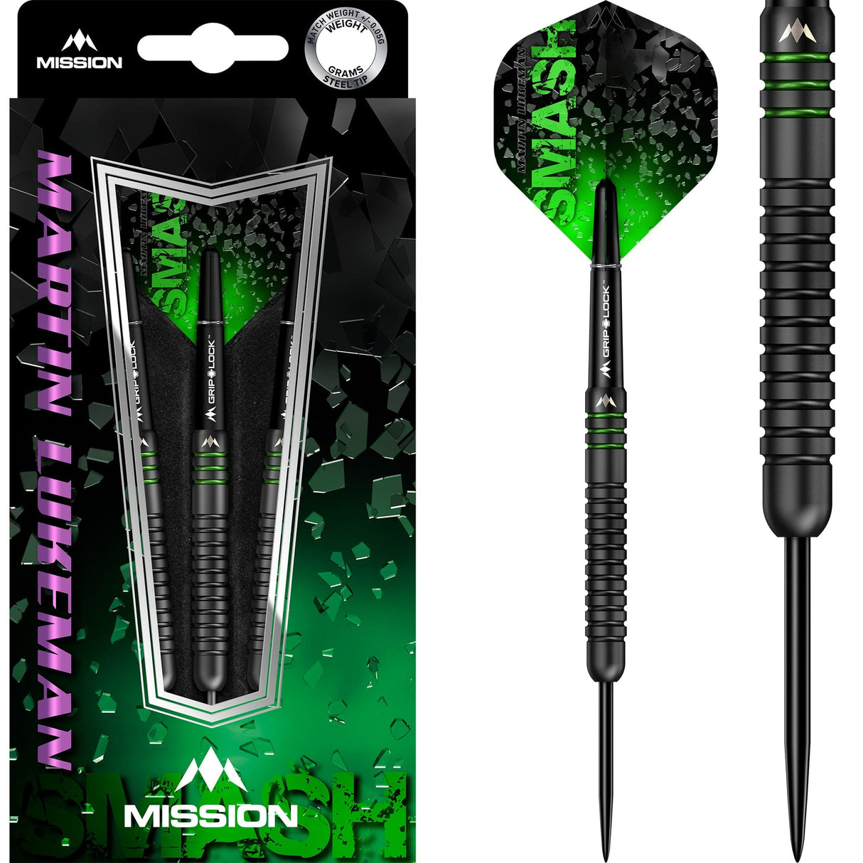 Mission Martin Lukeman Darts - Steel Tip - 90% - Smash - Black Titanium - The Darts Shop