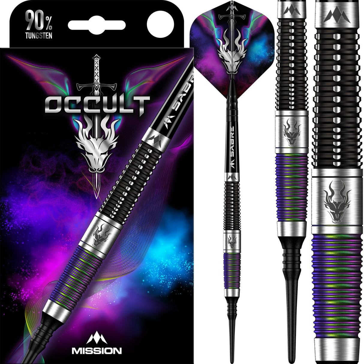 Mission Occult Darts - Soft Tip - 90% - Black & Coral PVD - view 5