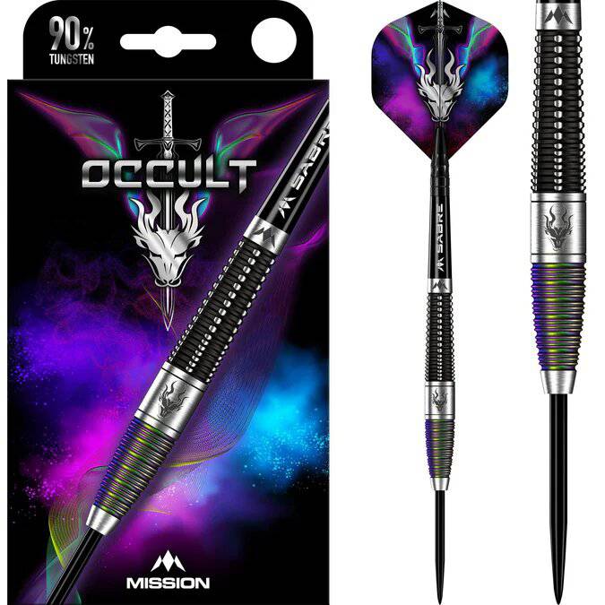 Mission Occult Darts - Steel Tip - 90% - Black & Coral PVD - The Darts Shop