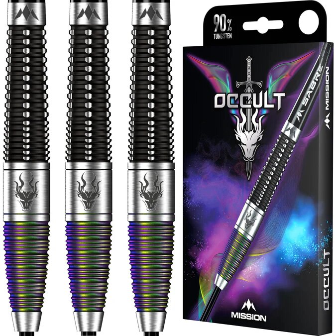 Mission Occult Darts - Steel Tip - 90% - Black & Coral PVD - The Darts Shop