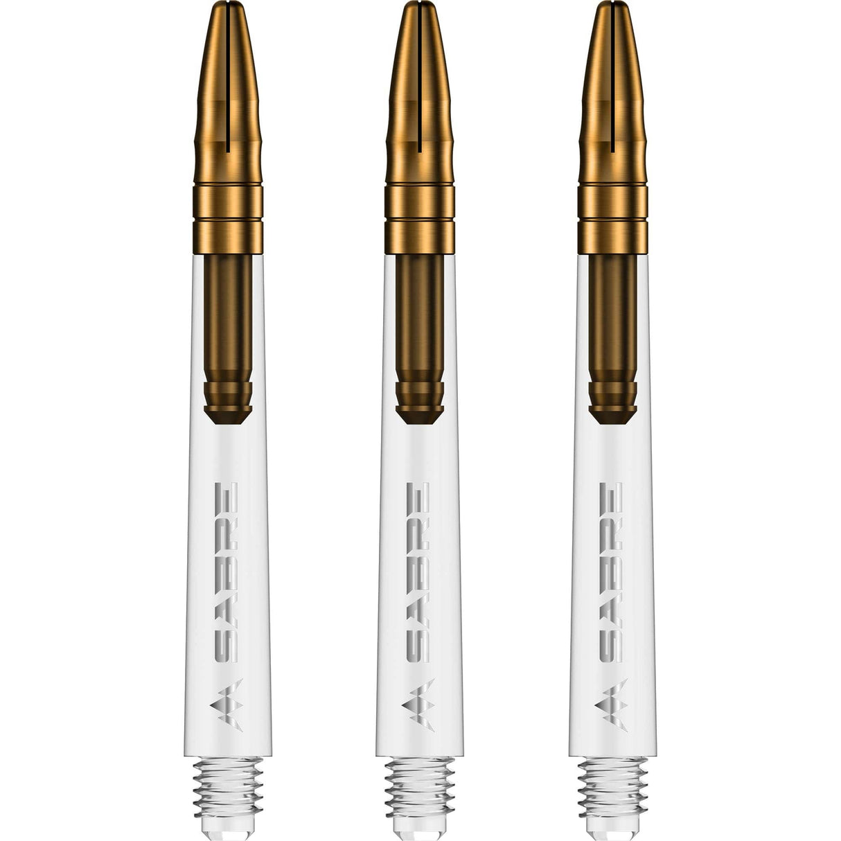 *Mission Sabre Shafts - Polycarbonate Dart Stems - Clear - Gold Top - view 2