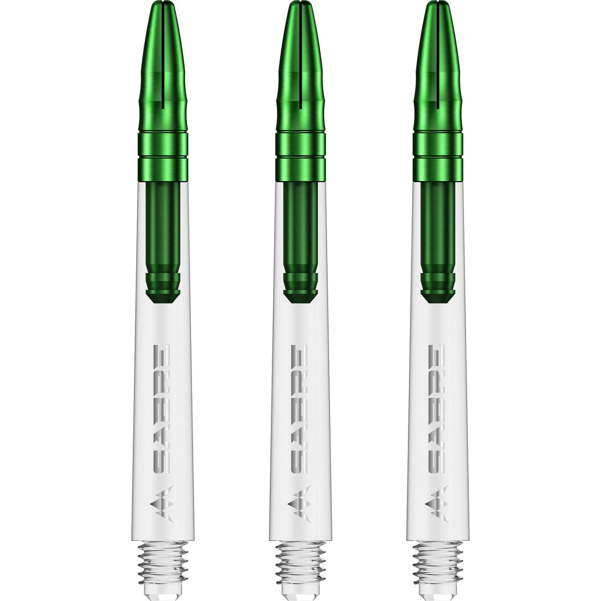 *Mission Sabre Shafts - Polycarbonate Dart Stems - Clear - Green Top - view 2