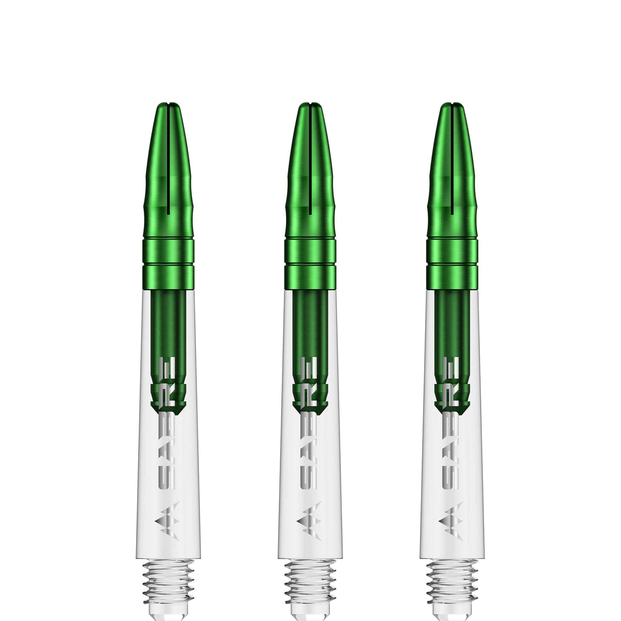 *Mission Sabre Shafts - Polycarbonate Dart Stems - Clear - Green Top - view 4