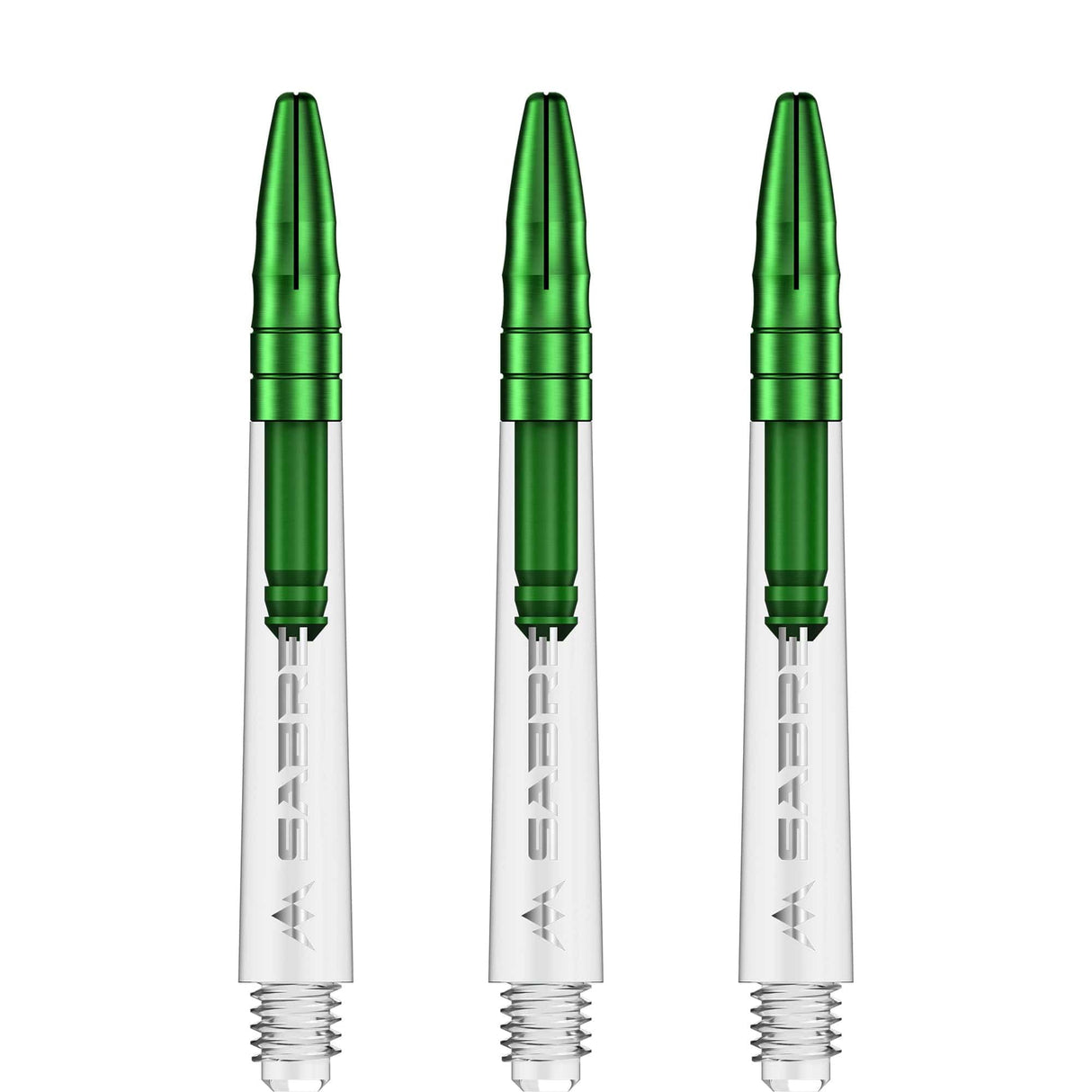 *Mission Sabre Shafts - Polycarbonate Dart Stems - Clear - Green Top - view 3