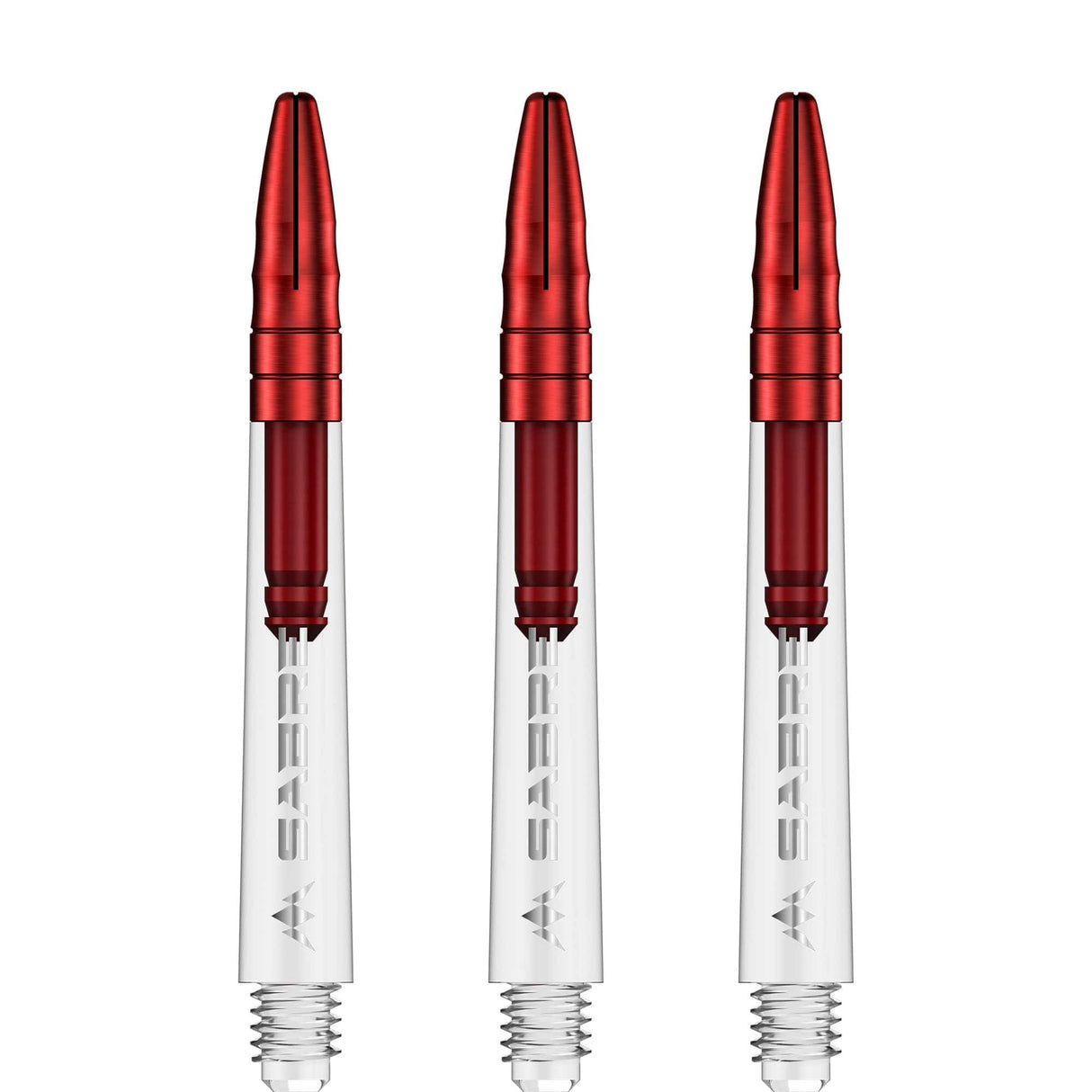 *Mission Sabre Shafts - Polycarbonate Dart Stems - Clear - Red Top - view 3