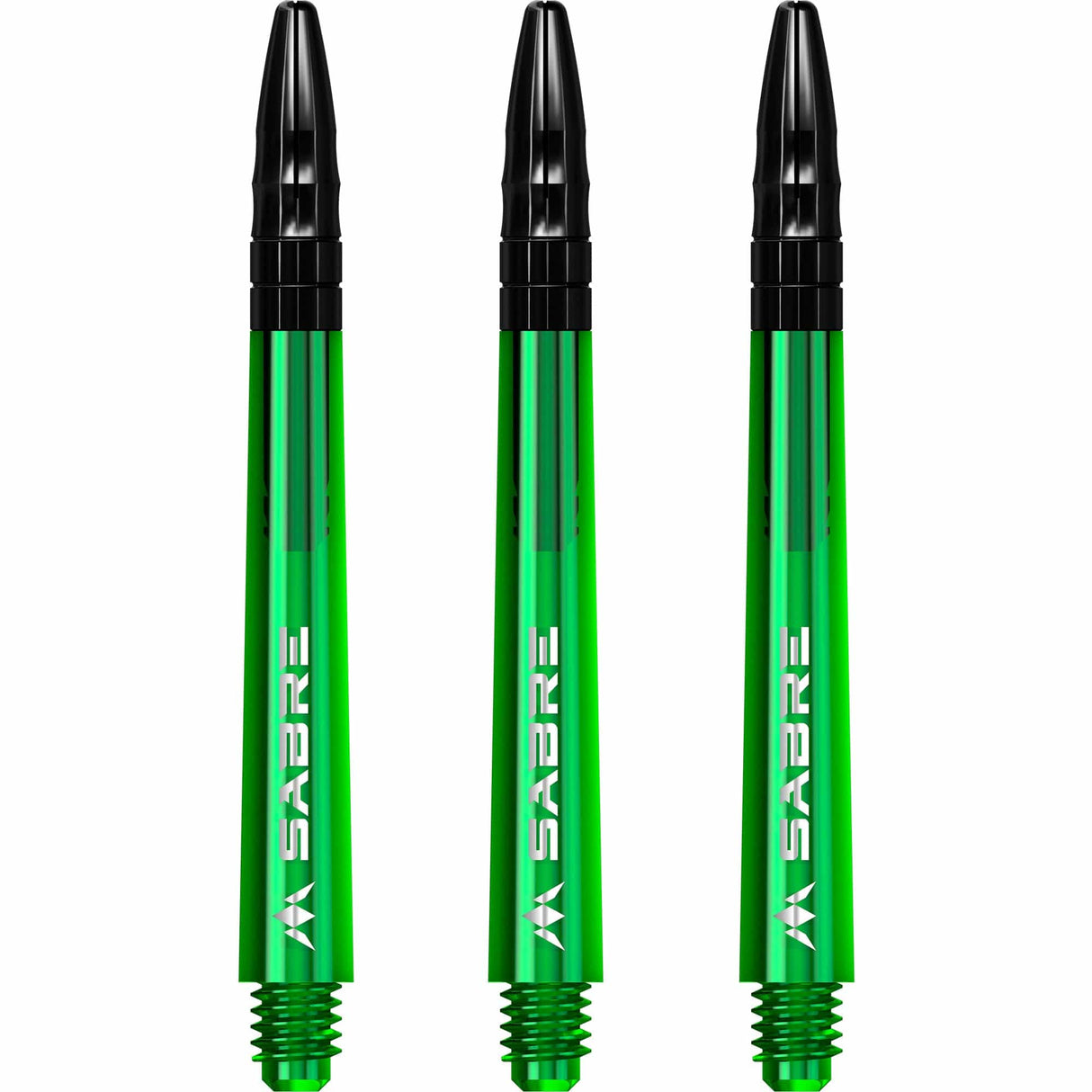 *Mission Sabre Shafts - Polycarbonate Dart Stems - Green - Black Top - view 2