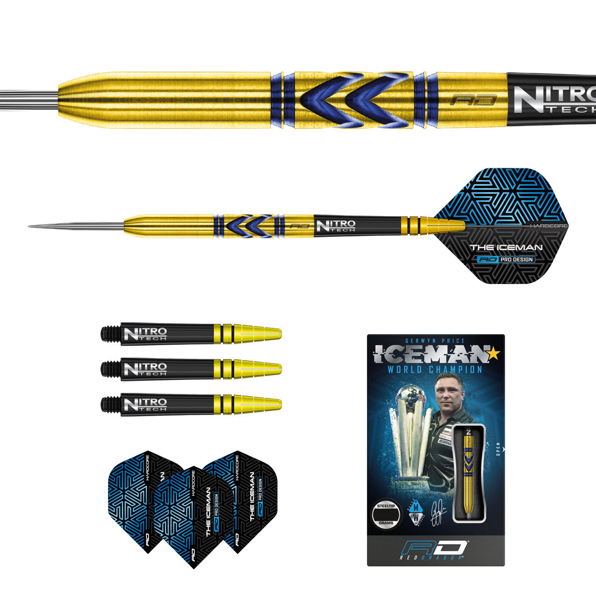 Gerwyn Price Avalanche Pro Gold 90% Tungsten Steel Tip Darts by Red Dragon - view 5