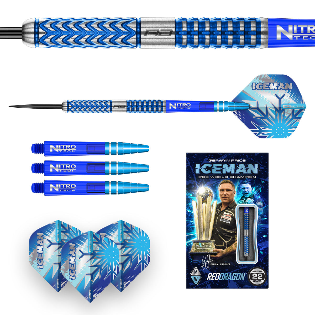Red Dragon Gerwyn Price Glacier 90% Tungsten Steel Tip Darts - view 4