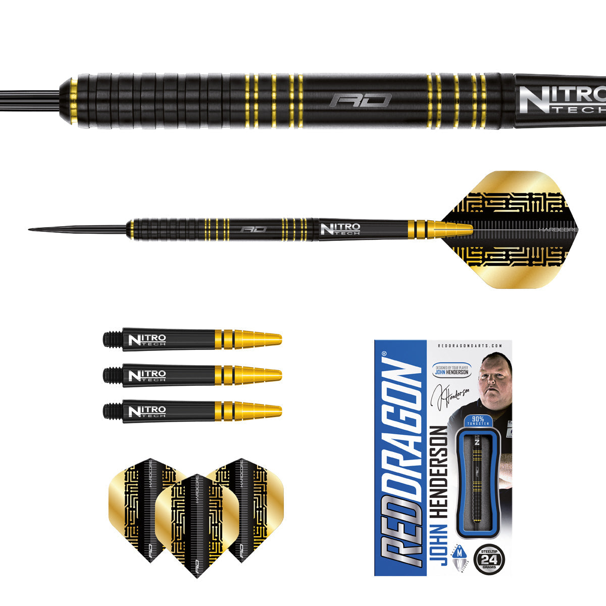 John Henderson SE 90% Tungsten Steel Tip Darts by Red Dragon - view 5