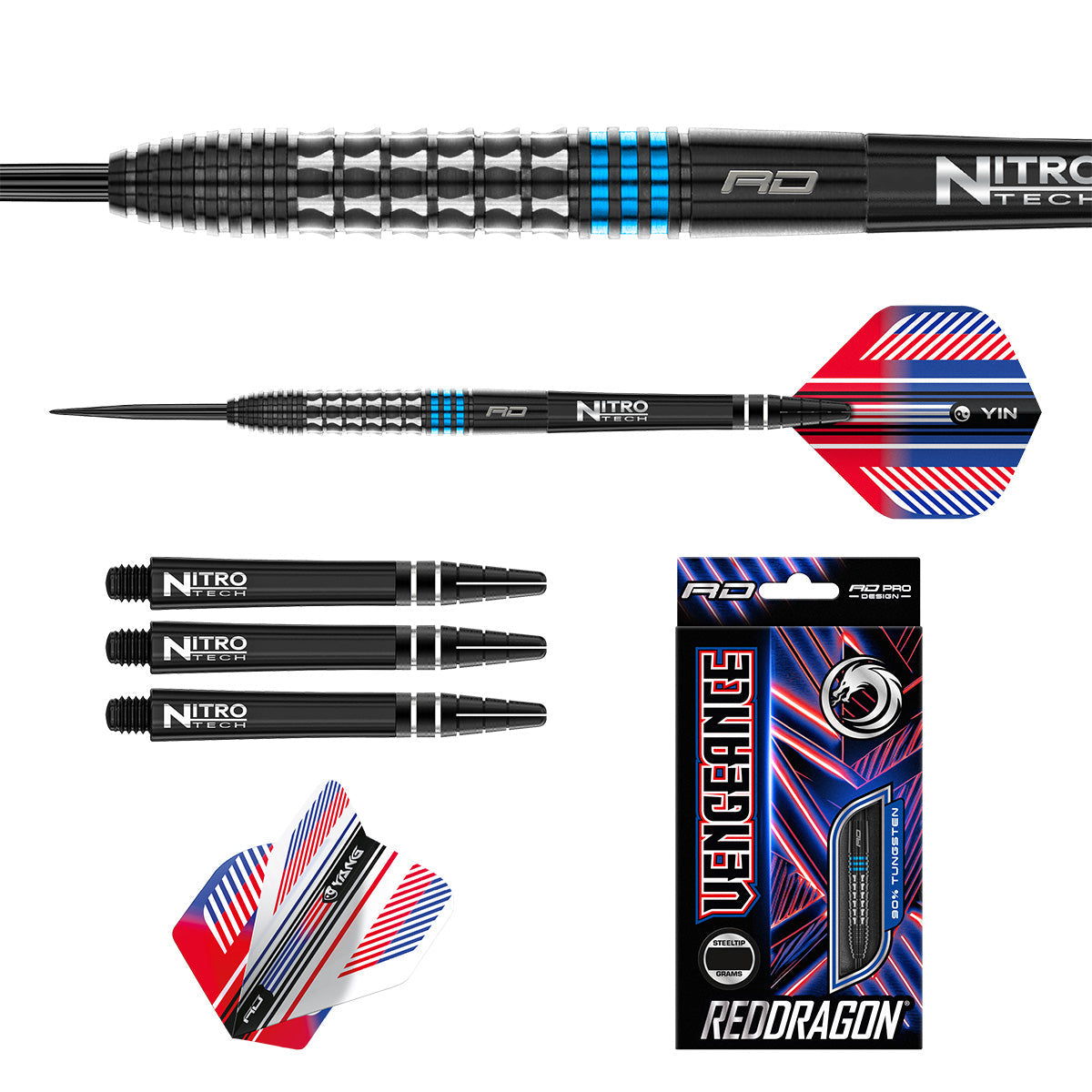 Vengeance Blue 90% Tungsten Steel Tip Darts by Red Dragon - view 5