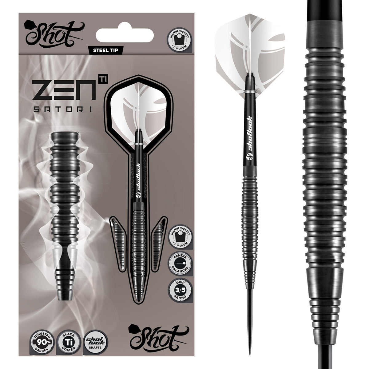 Zen Satori 90% Tungsten Steel Tip Darts by Shot