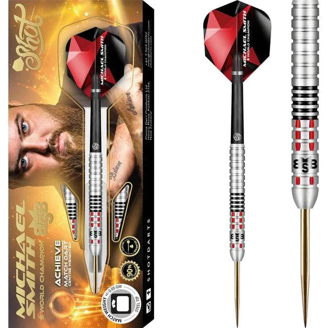 Shot Michael Smith Darts - Steel Tip Tungsten - Centre Weighted - Bully Boy - Achieve - The Darts Shop