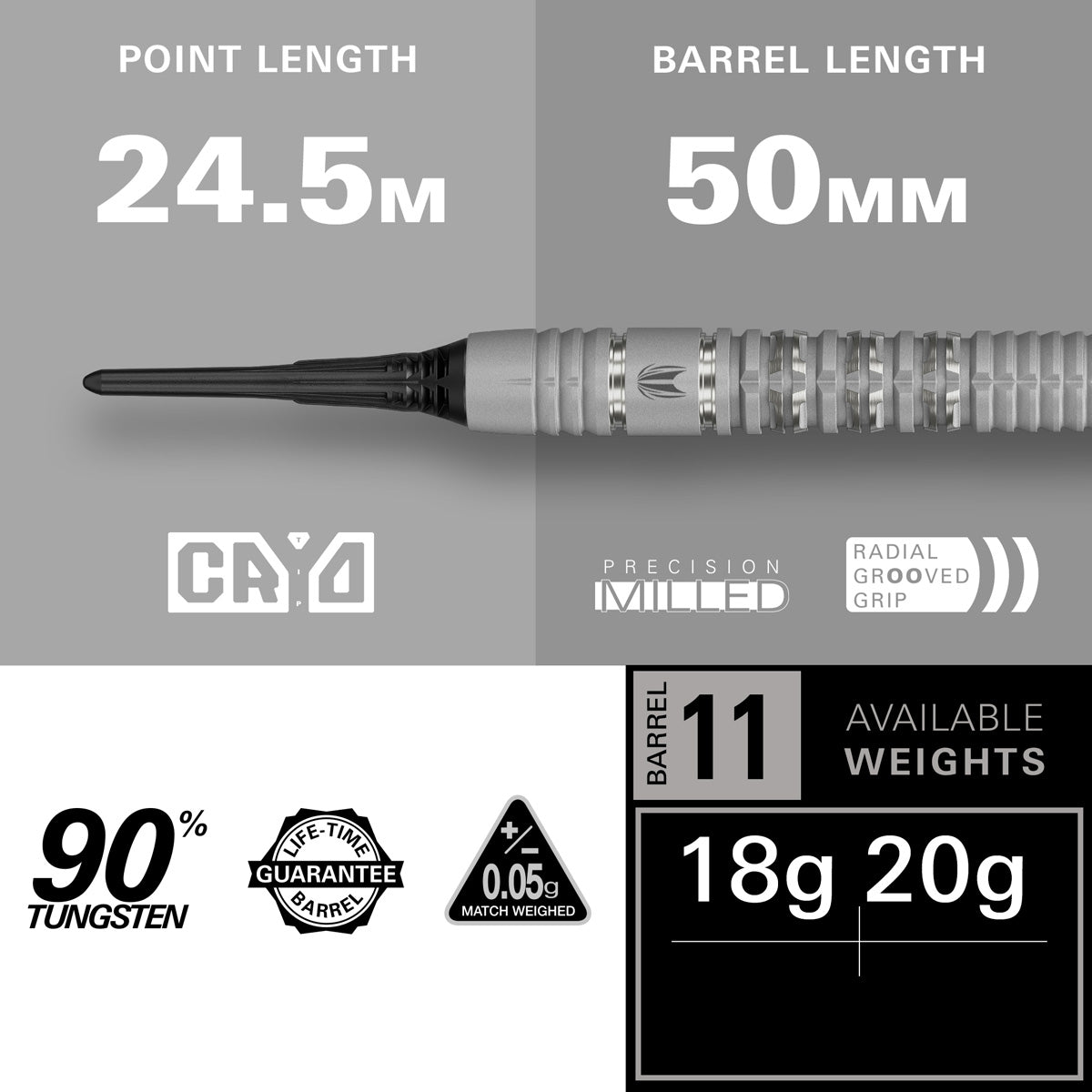 Target Cryo 11 90% Tungsten Soft Tip Darts - view 2