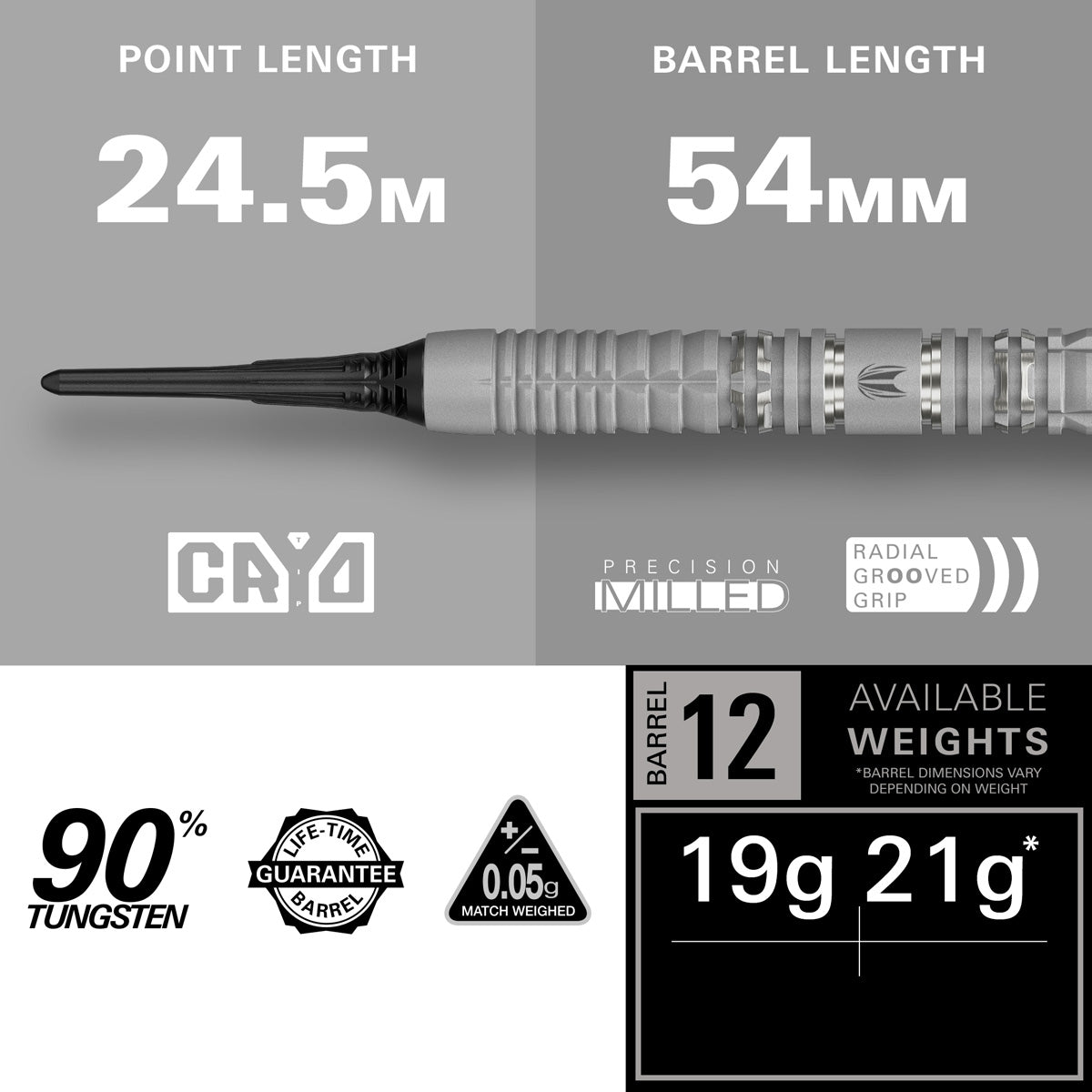 Target Cryo 12 90% Tungsten Soft Tip Darts - view 2