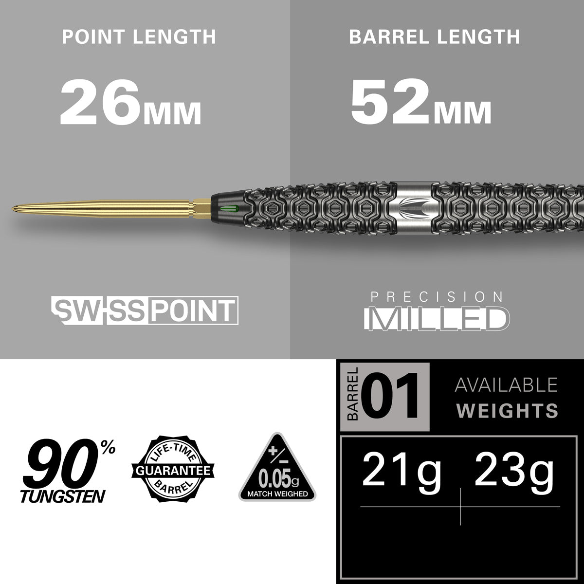 Cult SP01 90% Tungsten Swiss Point Steel Tip Darts by Target - view 3