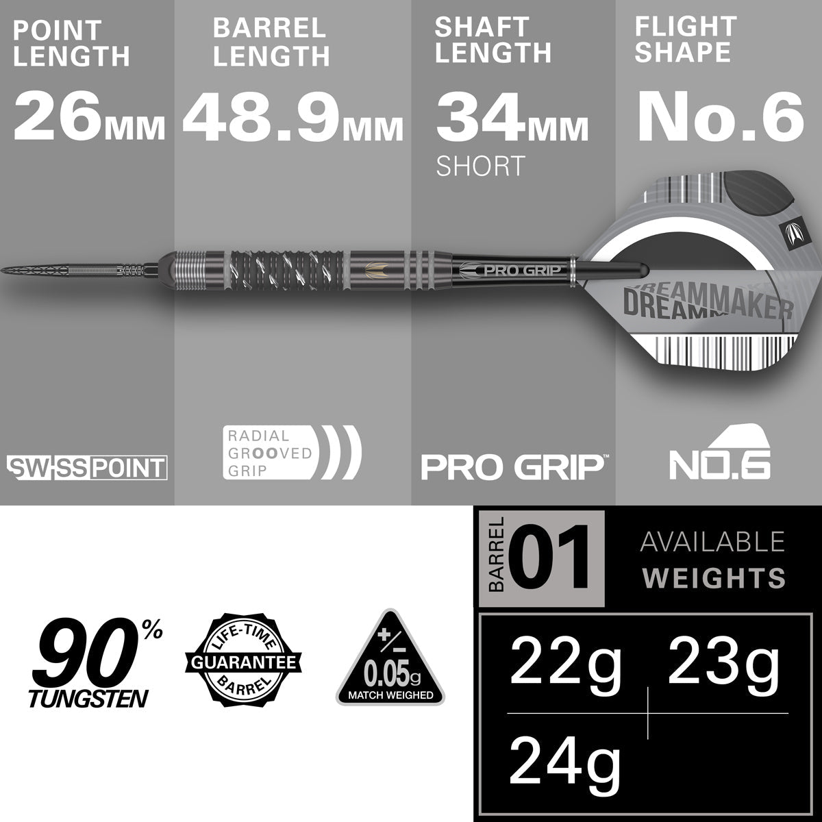 Dimitri Van Den Bergh x Echo 90% Tungsten SP Steel Tip Darts by Target - view 4