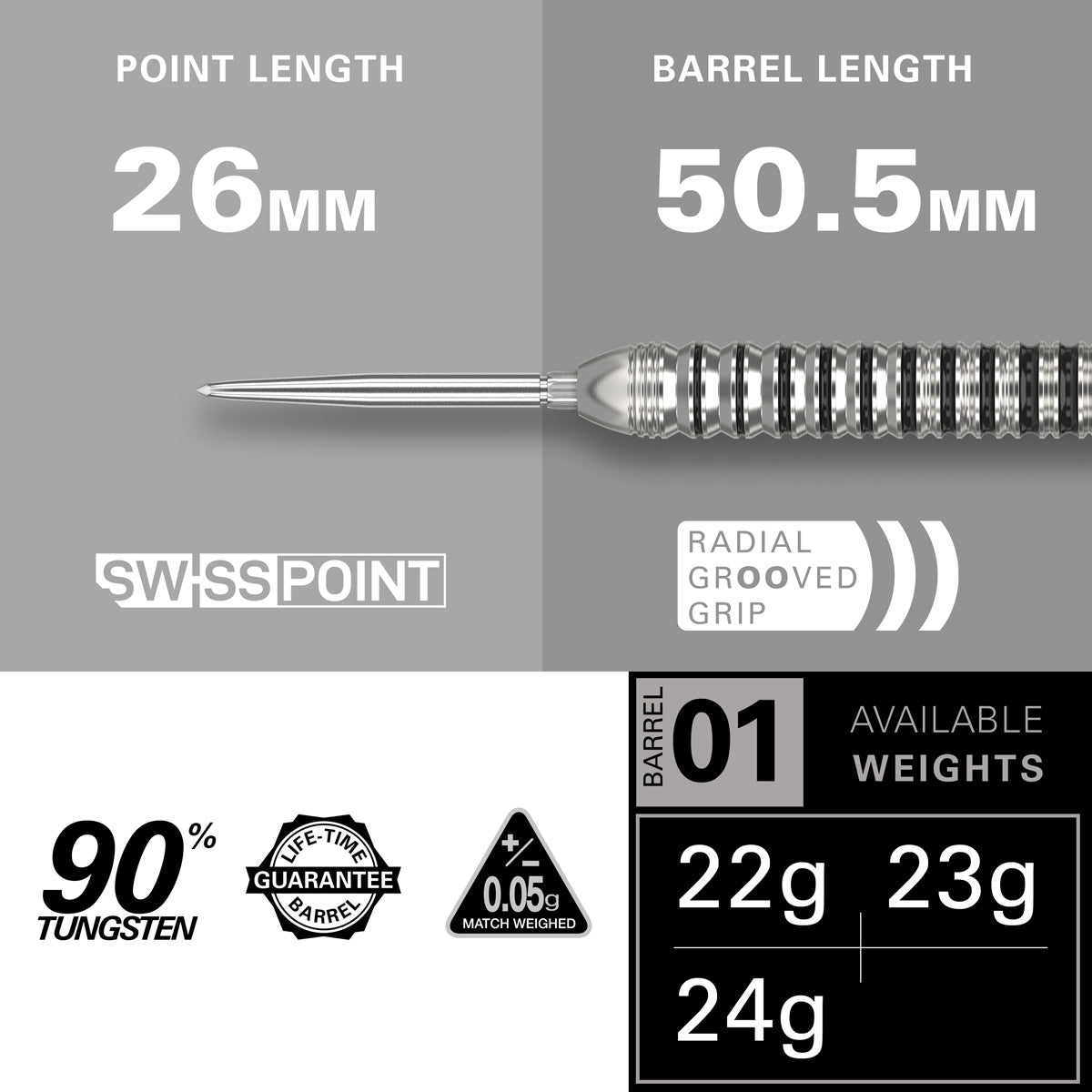 Exo 01 90% Tungsten SP Steel Tip Darts by Target - view 3