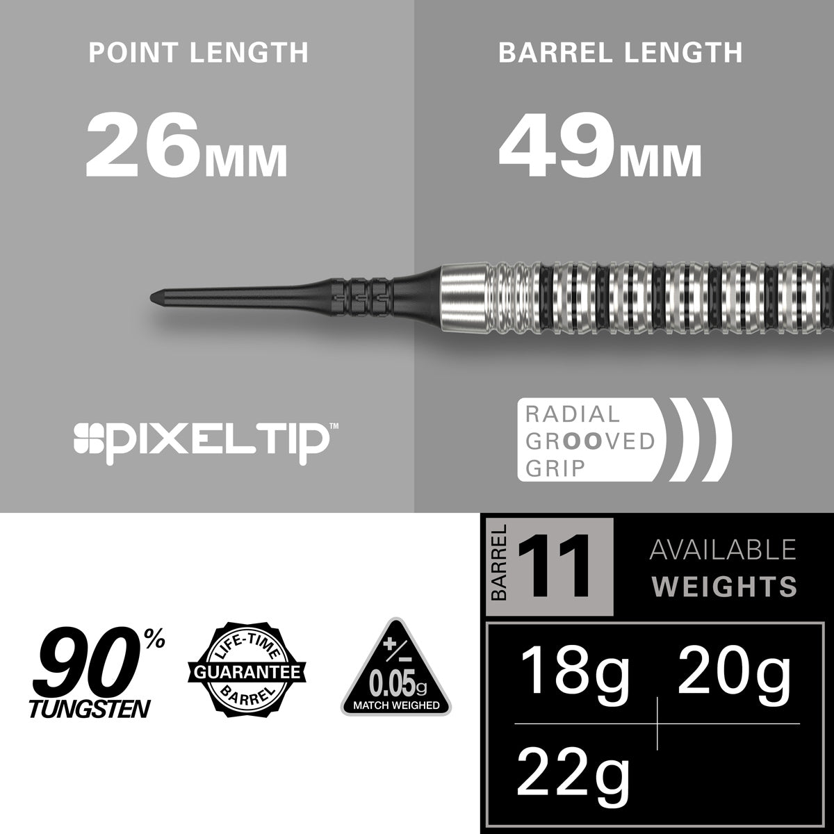 Exo 11 90% Tungsten Soft Tip Darts by Target - view 3