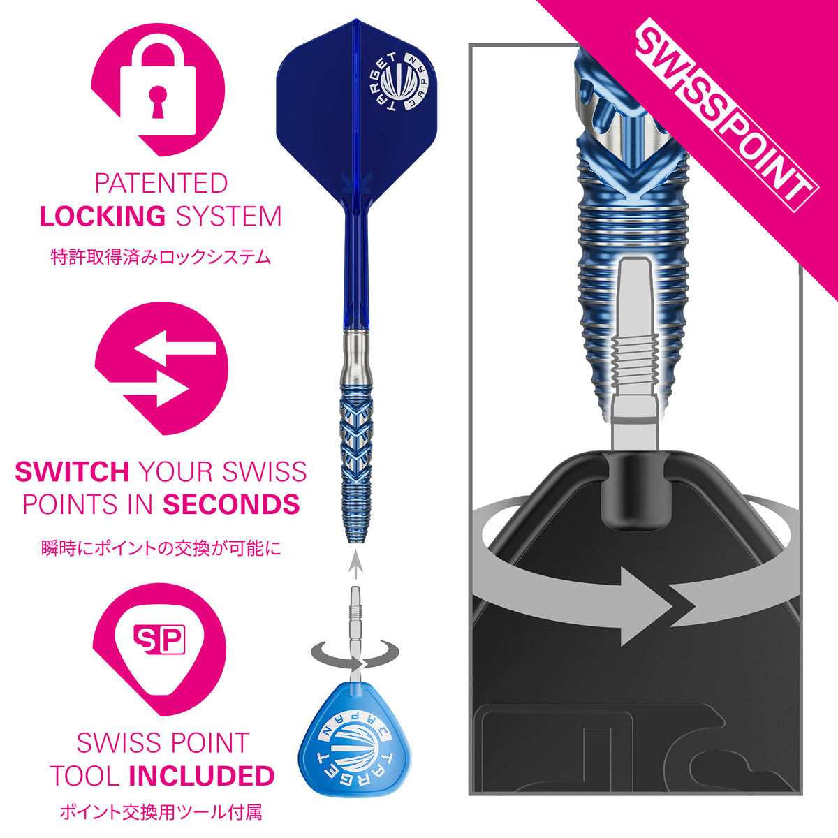 Target Japan Toru Suzuki Sereno G3 Swiss Point 90% Tungsten Steel Tip Darts