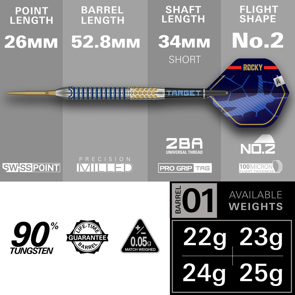 Target Josh Rock G1 Swiss Point 90% Tungsten Steel Tip Darts - view 4