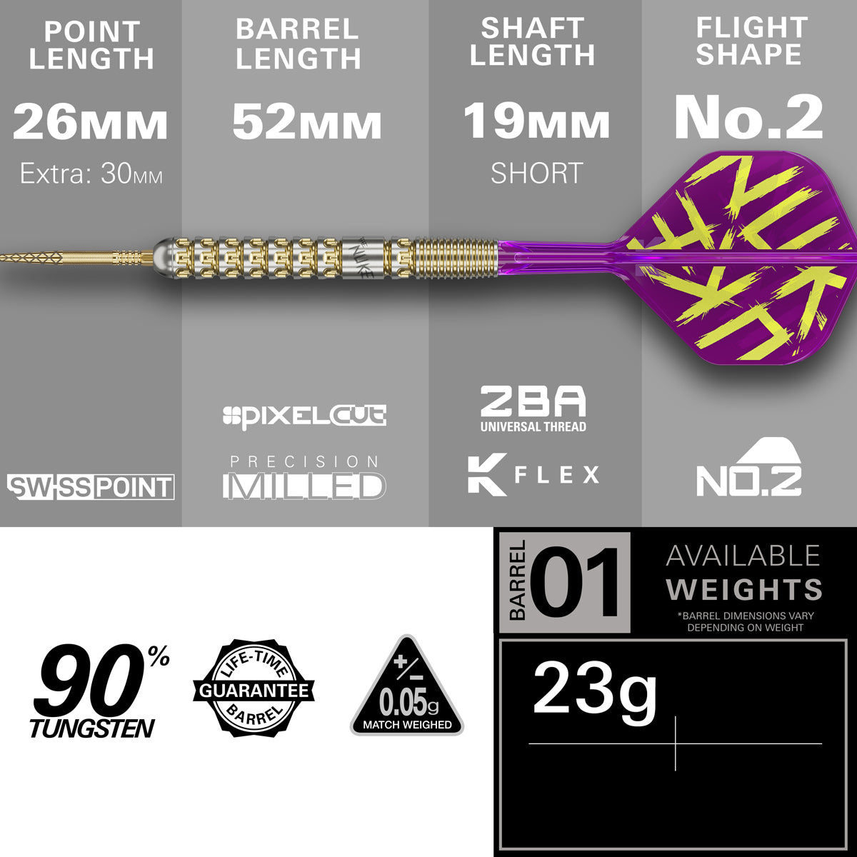 Luke Littler G1 Prodigy 90% Tungsten SP Steel Tip Darts by Target - view 4