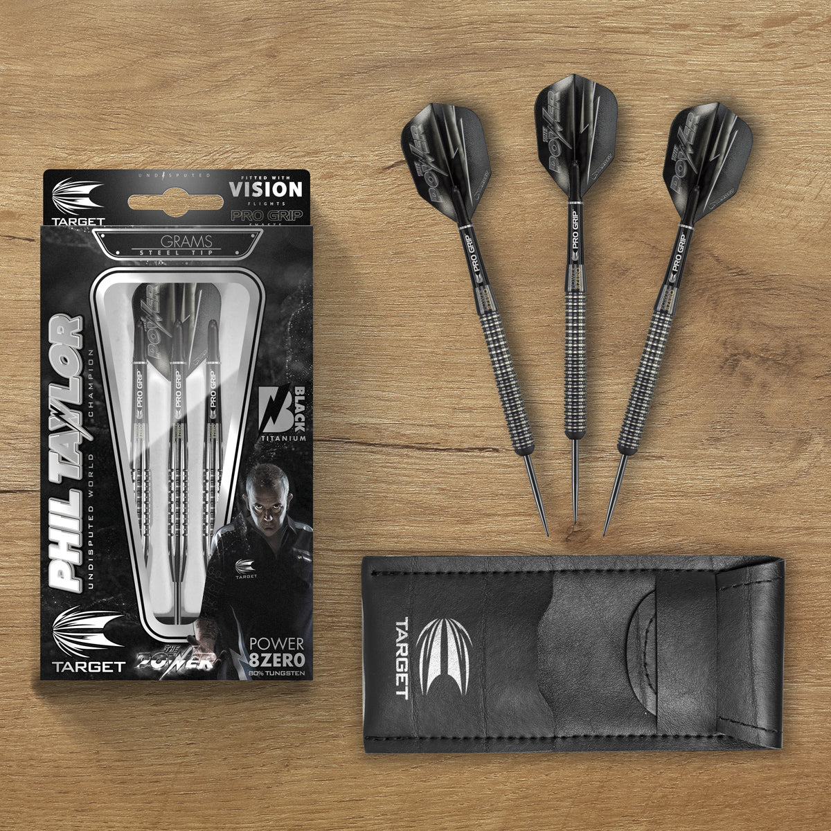 Phil Taylor 8ZERO Black 80% Tungsten Steel Tip Darts by Target - S1 - view 6