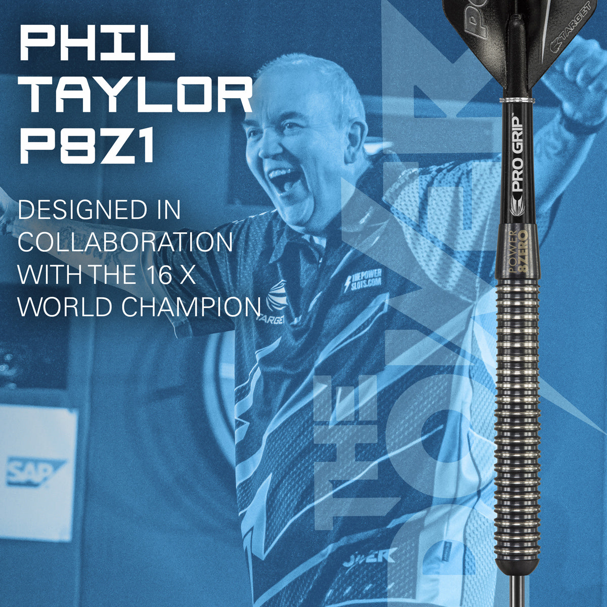 Phil Taylor 8ZERO Black 80% Tungsten Steel Tip Darts by Target - S1 - view 2