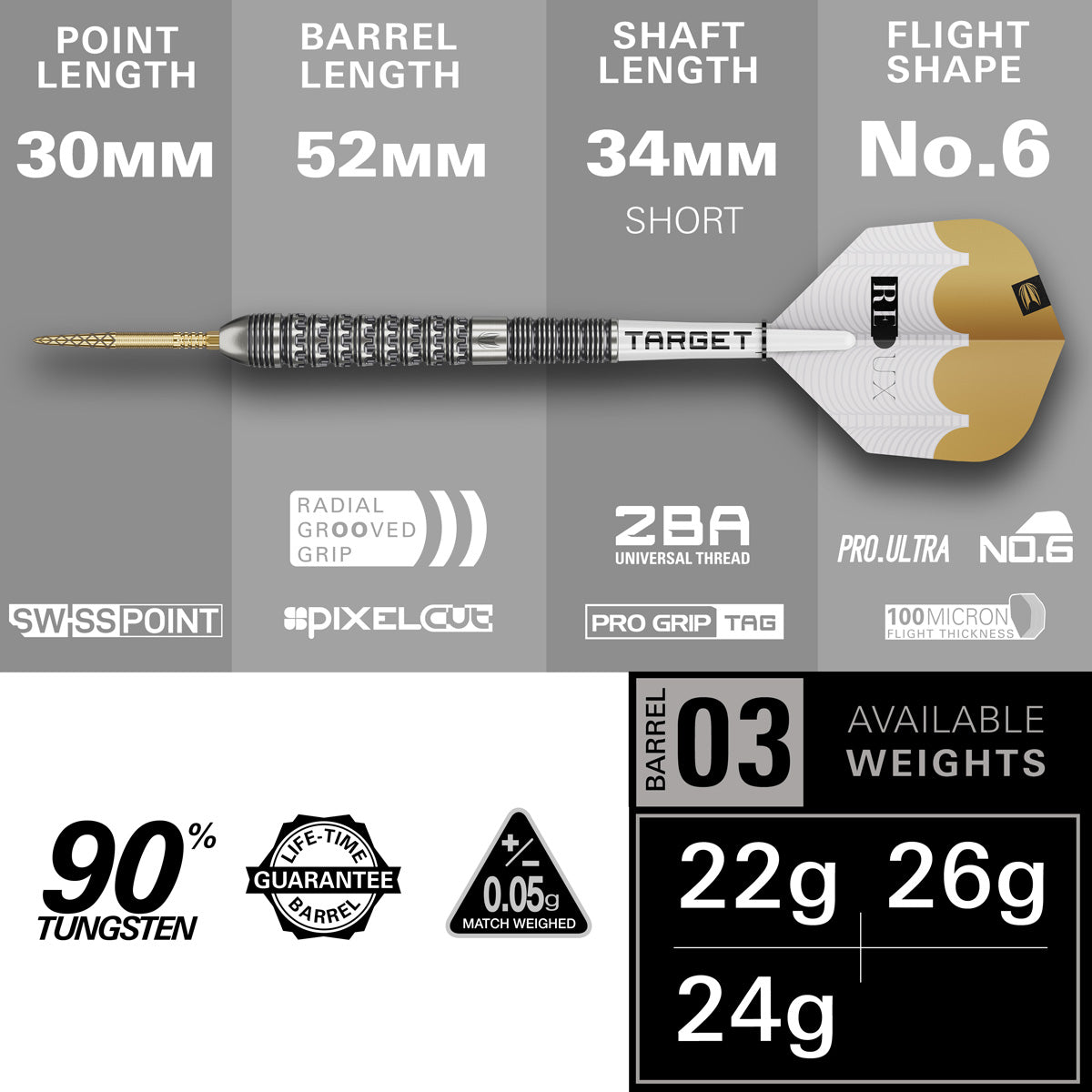 Target Redux 03 90% Tungsten SP Steel Tip Darts - view 3