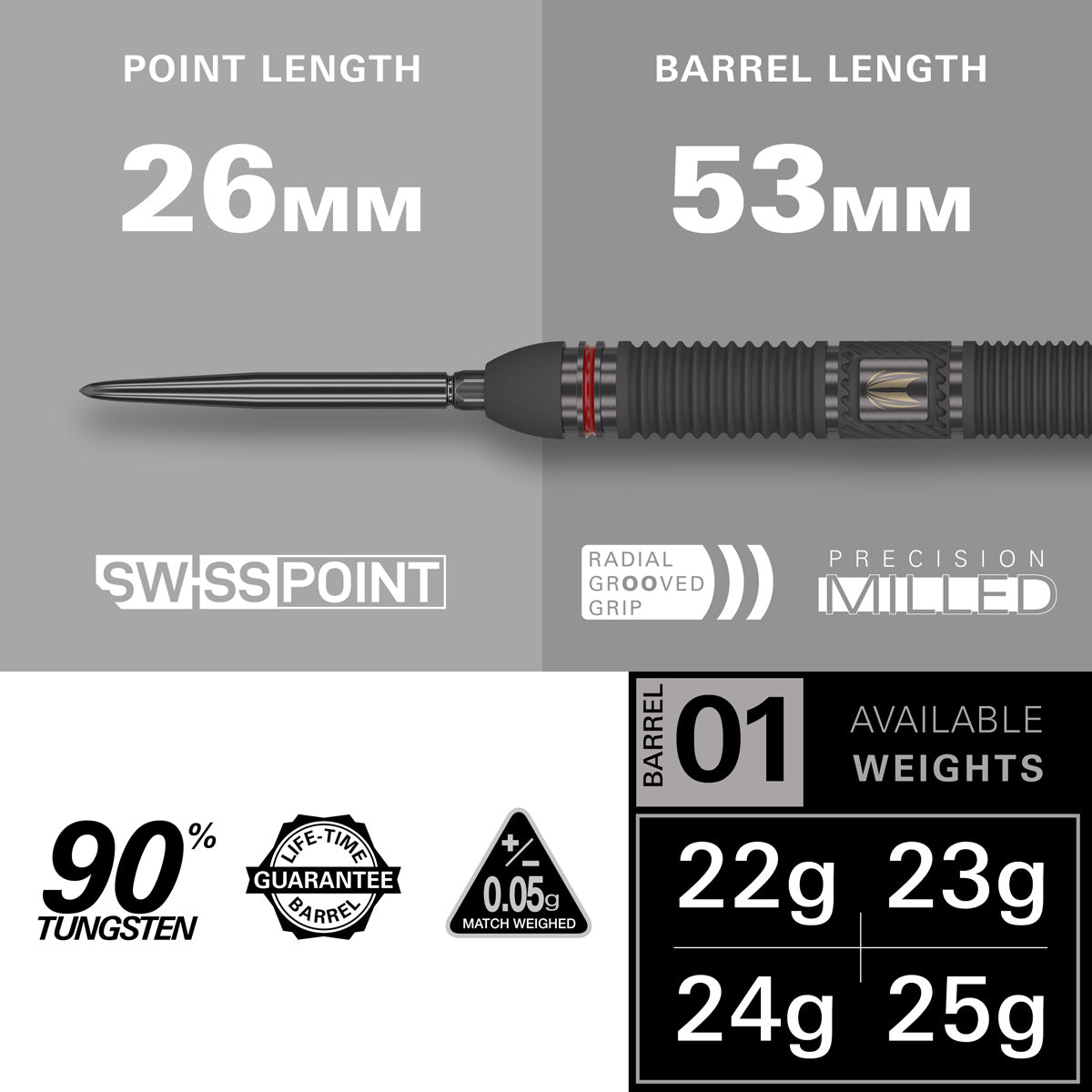 Scope 01 90% Tungsten SP Steel Tip Darts by Target - view 3