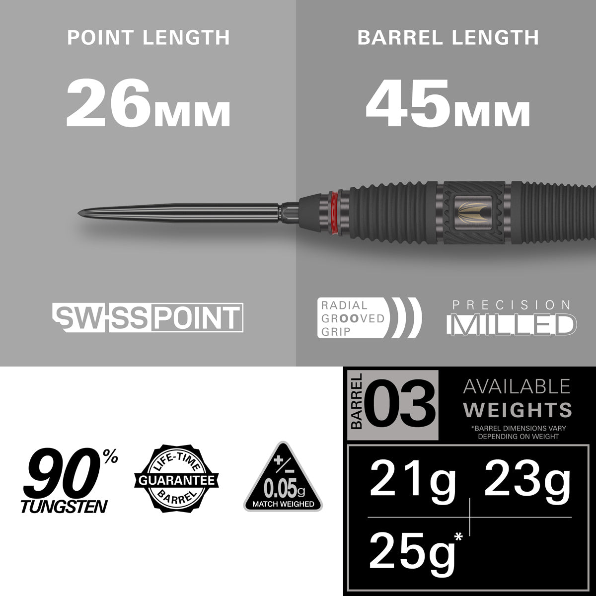 Scope 03 90% Tungsten SP Steel Tip Darts by Target - view 3