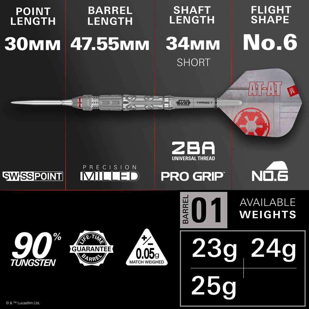 STAR WARS™ | TARGET AT-AT 90% Tungsten SP Steel Tip Darts - view 2