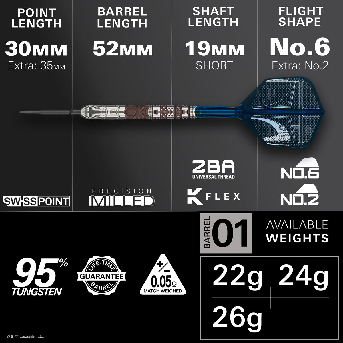 STAR WARS™ | TARGET Mandalorian 95% Tungsten SP Steel Tip Darts - view 3