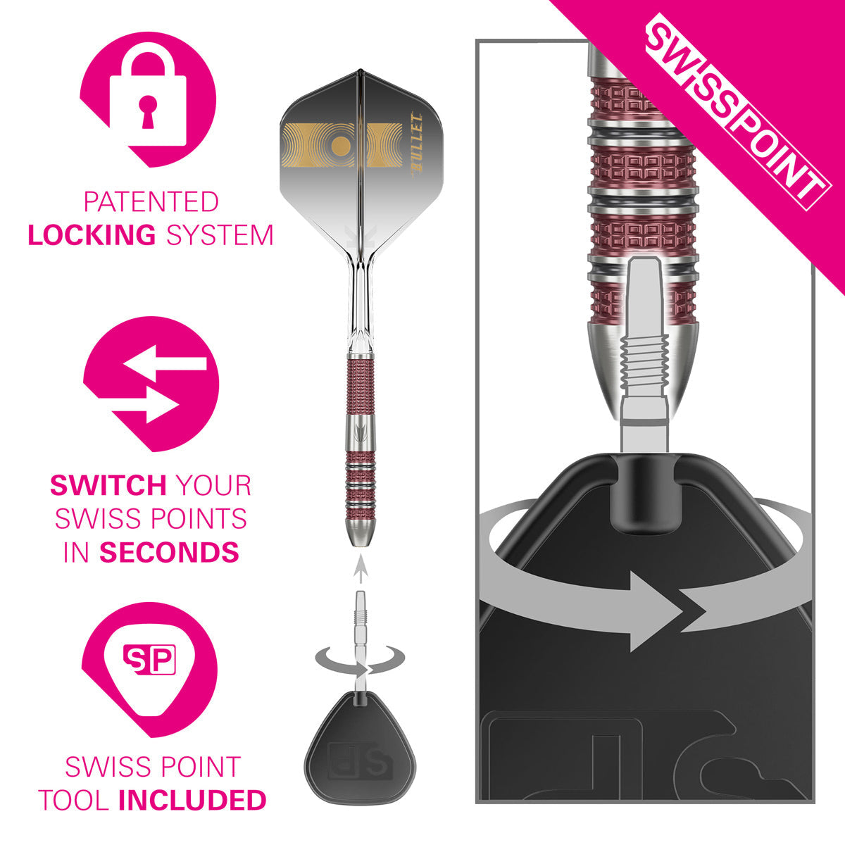 Target Stephen Bunting 95K Swiss Point 95% Tungsten Steel Tip Darts - view 5