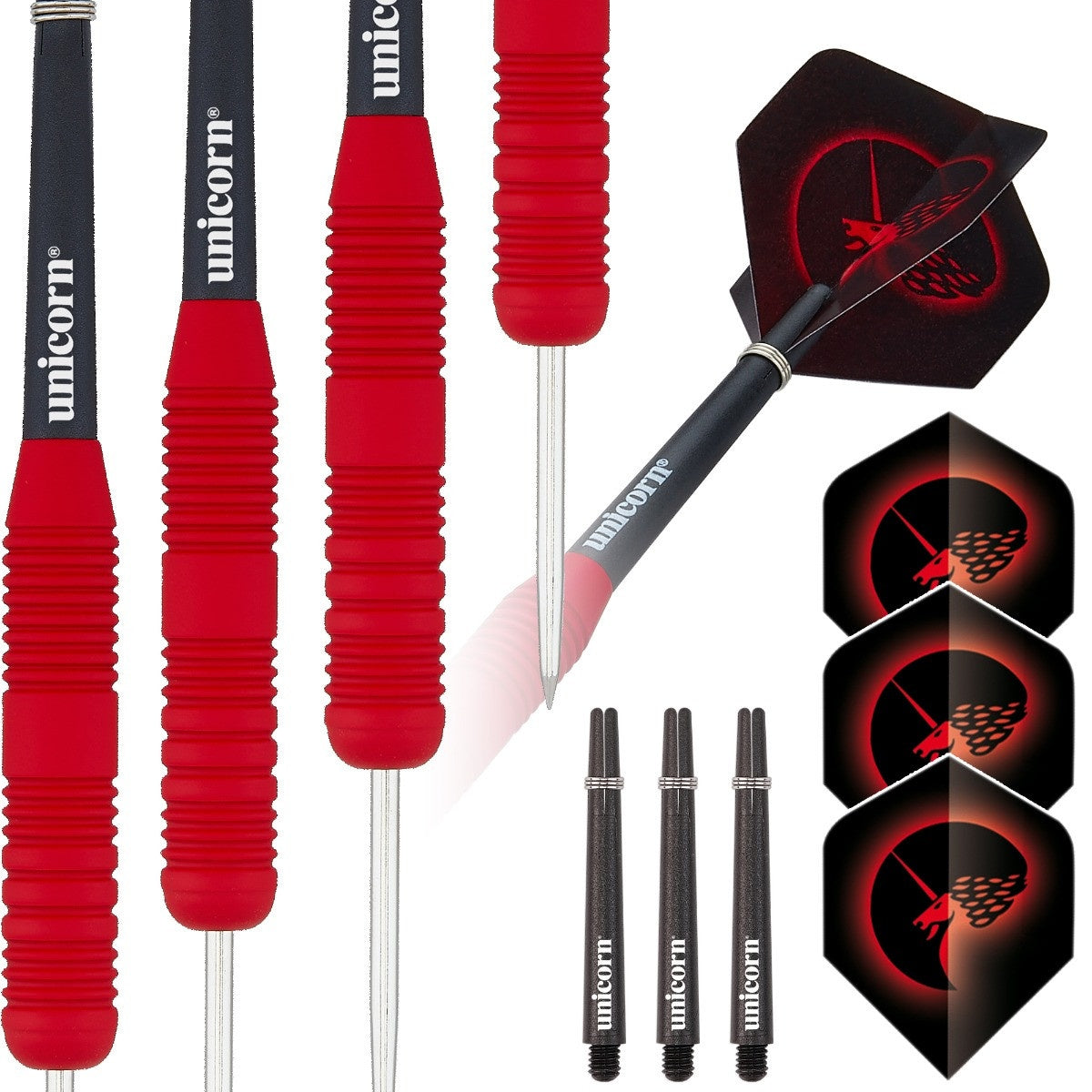 Core Plus Red Rubber Coated Brass Steel Tip Darts by Unicorn - view 4
