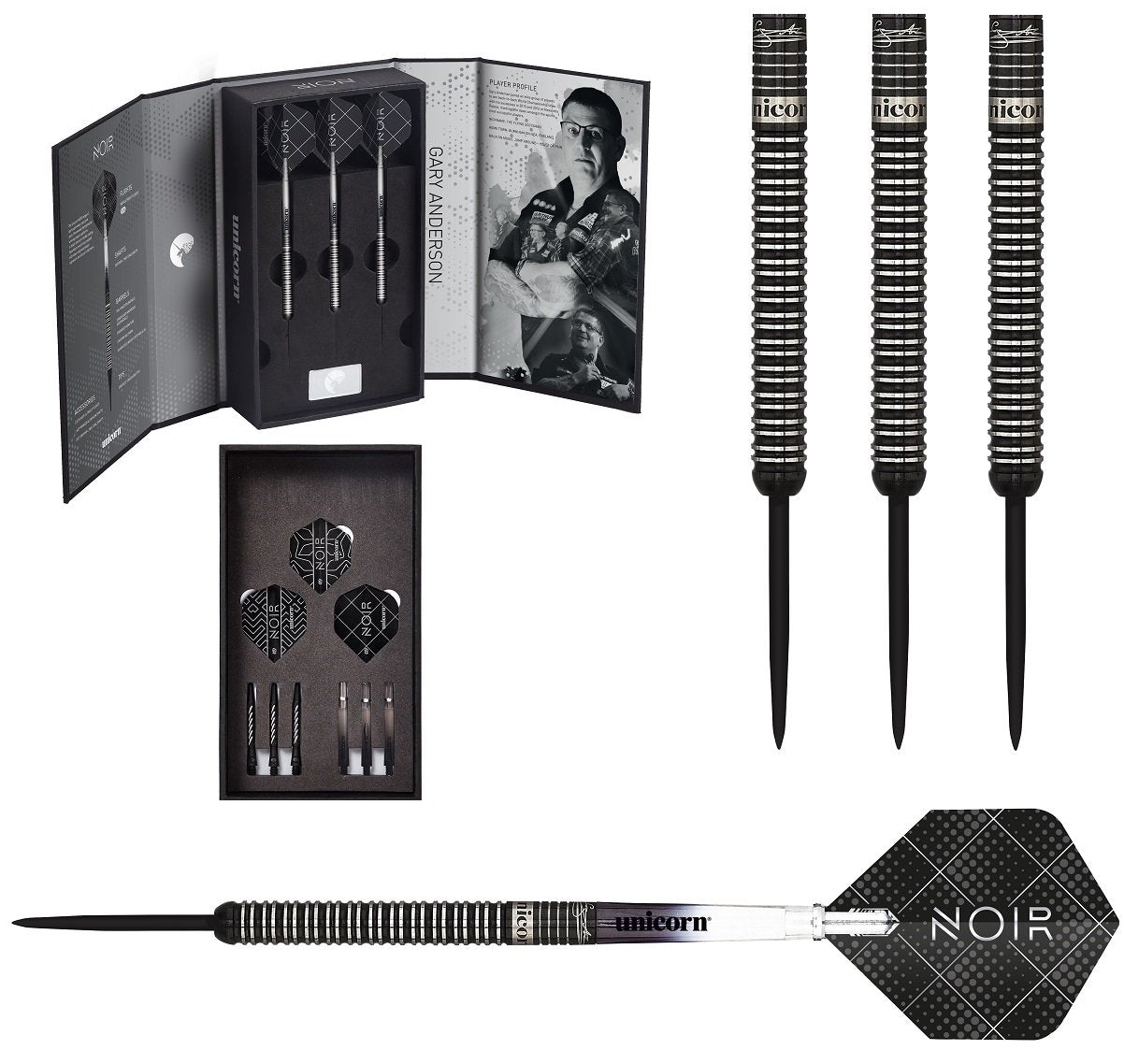 Gary Anderson Noir Deluxe Player Edition Phase 3 World Champion Steel Tip Darts by Unicorn