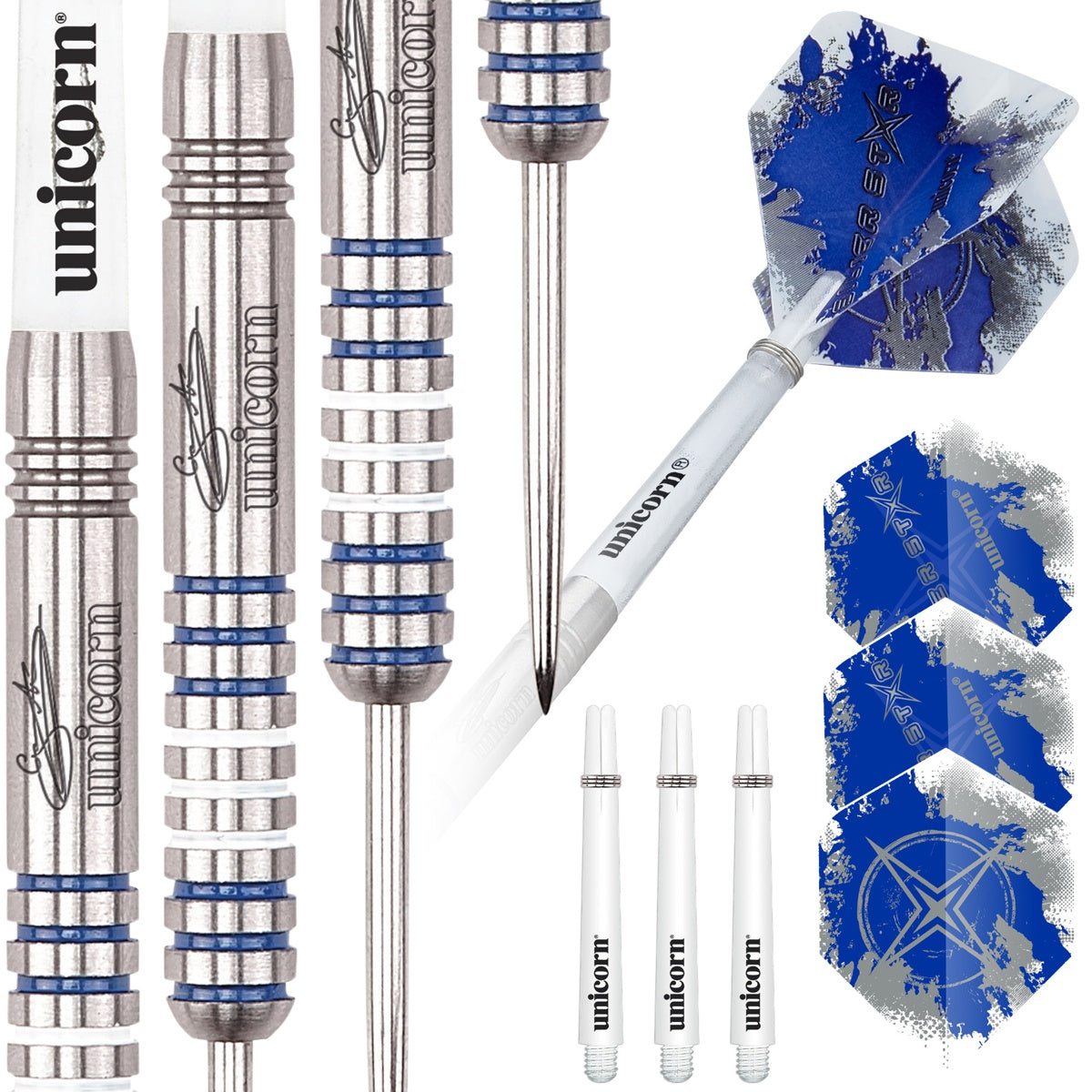 Gary Anderson Silver Star Style 1 80% Tungsten Steel Tip Darts by Unicorn - view 3
