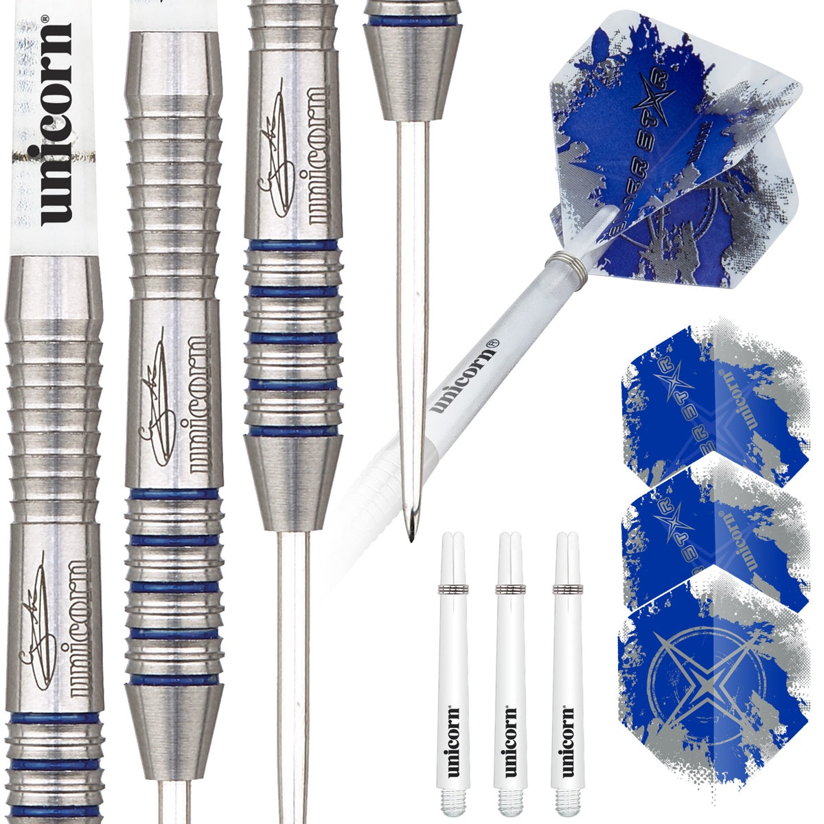 Gary Anderson Silver Star Style 3 80% Tungsten Steel Tip Darts by Unicorn - view 3