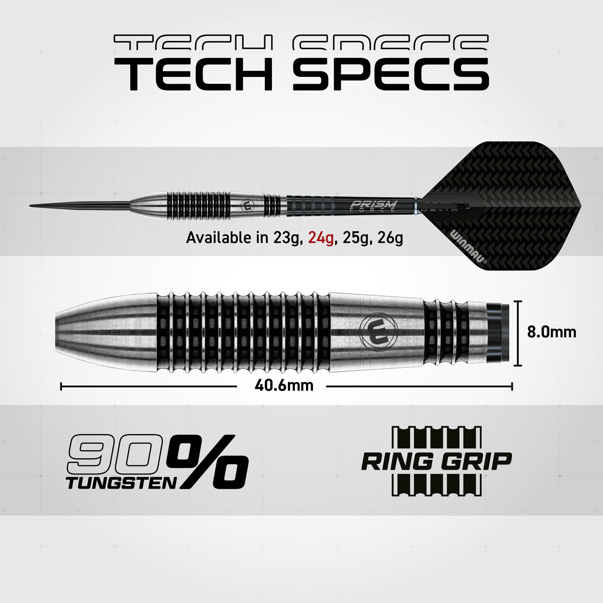 Winmau Blackout 90% Tungsten Steel Tip Darts - Bomb Barrel - view 6