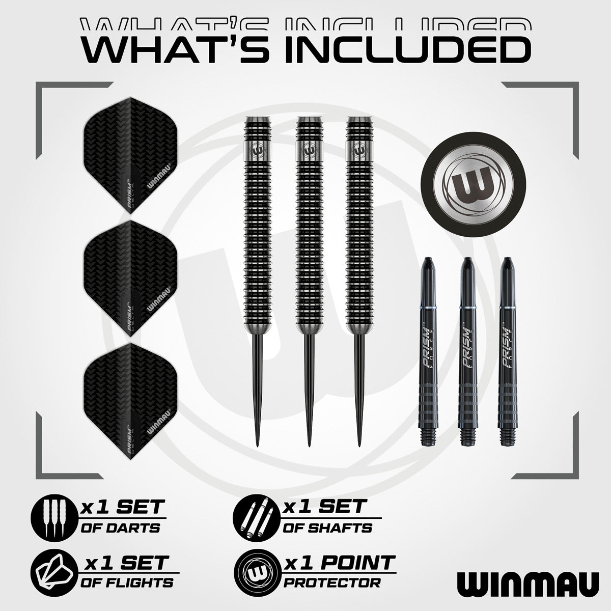 Winmau Blackout 90% Tungsten Steel Tip Darts - Straight Barrel - view 2