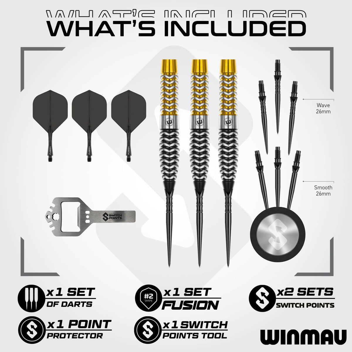 Winmau Exion Torpedo Switch Point 90% Tungsten Steel Tip Darts - view 2