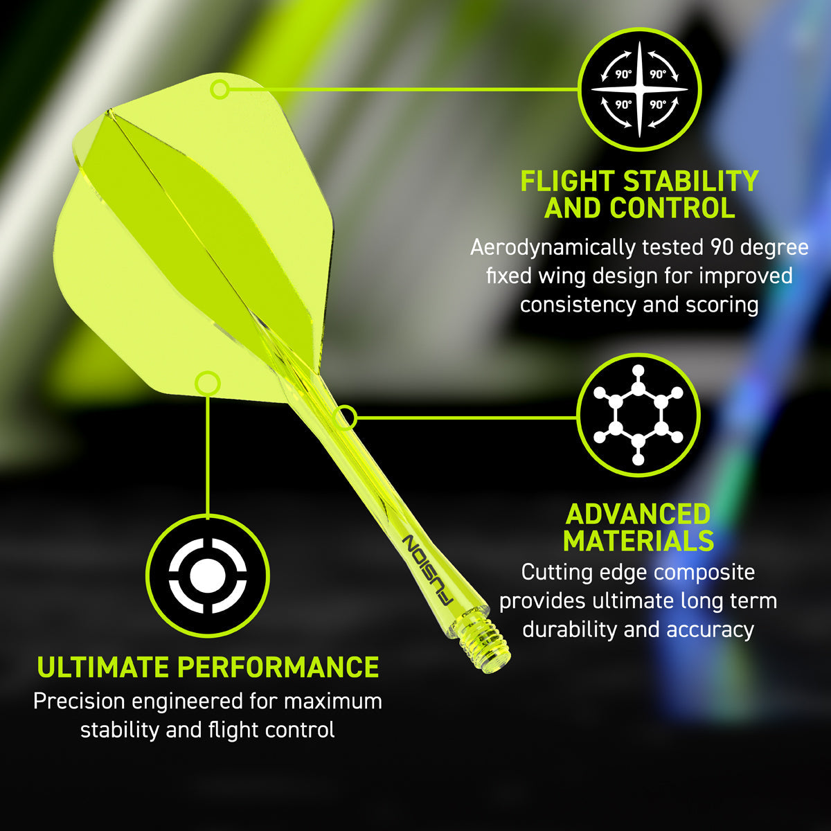 Fusion Integrated Flight & Shaft Neon Yellow No6 by Winmau - view 6