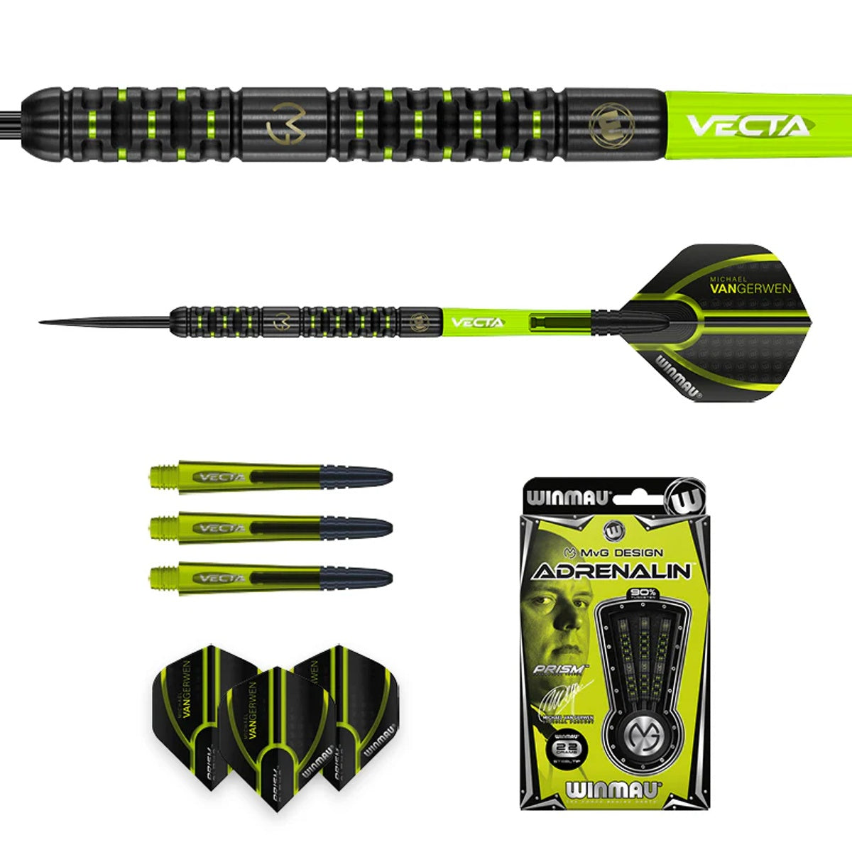 Michael Van Gerwen MVG Adrenalin 90% Tungsten Steel Tip Darts by Winmau - view 5