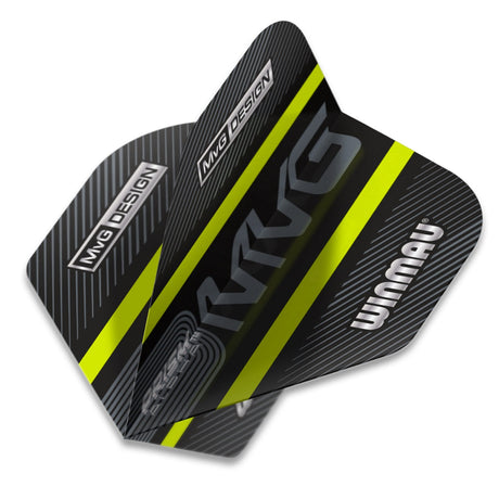 Winmau Prism Alpha Michael van Gerwen MvG Extra Thick Black Green Dart Flights - view 2