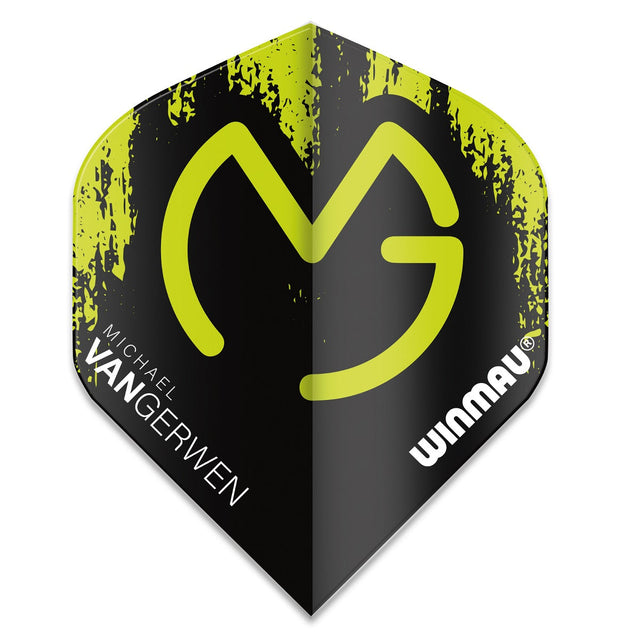 Winmau Mega Standard MVG Michael Van Gerwen Dart Flights 6900-234 Black Green 75 Micron