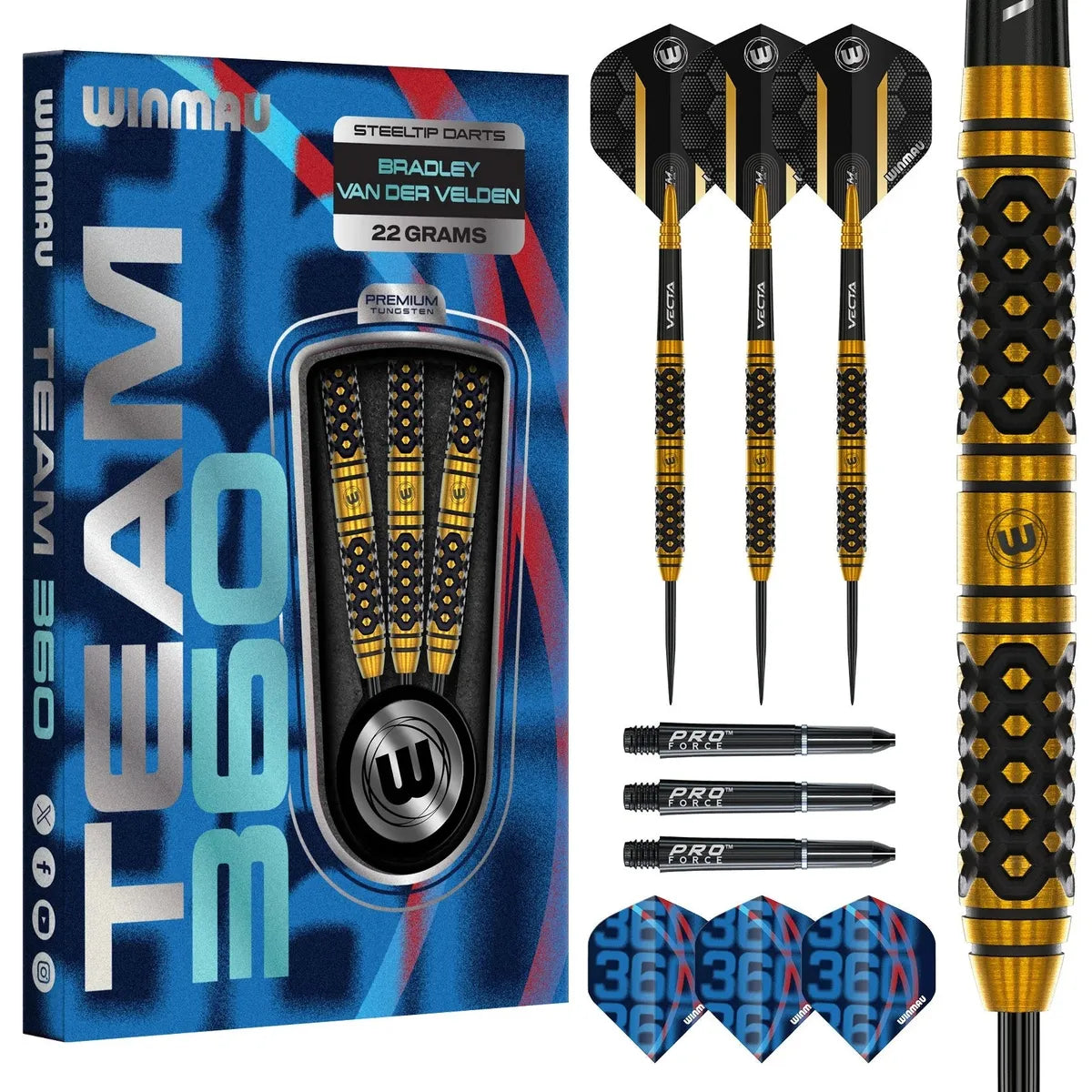 Winmau Bradley van der Velden 90% Tungsten Steel Tip Darts