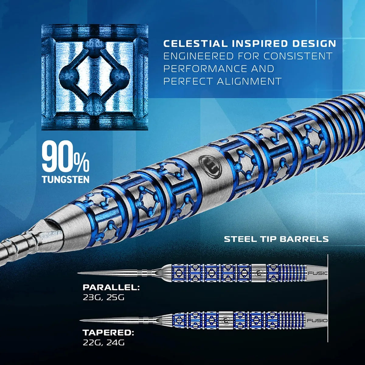 Winmau Lunaris Parallel SP 90% Tungsten Steel Tip Darts