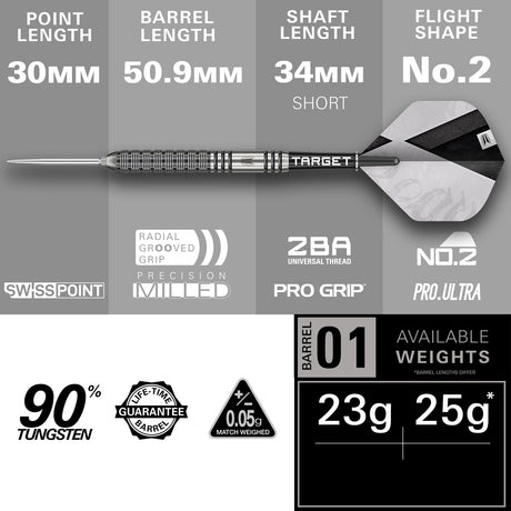 Target Beau Greaves G1 90% Tungsten SP Steel Tip Darts